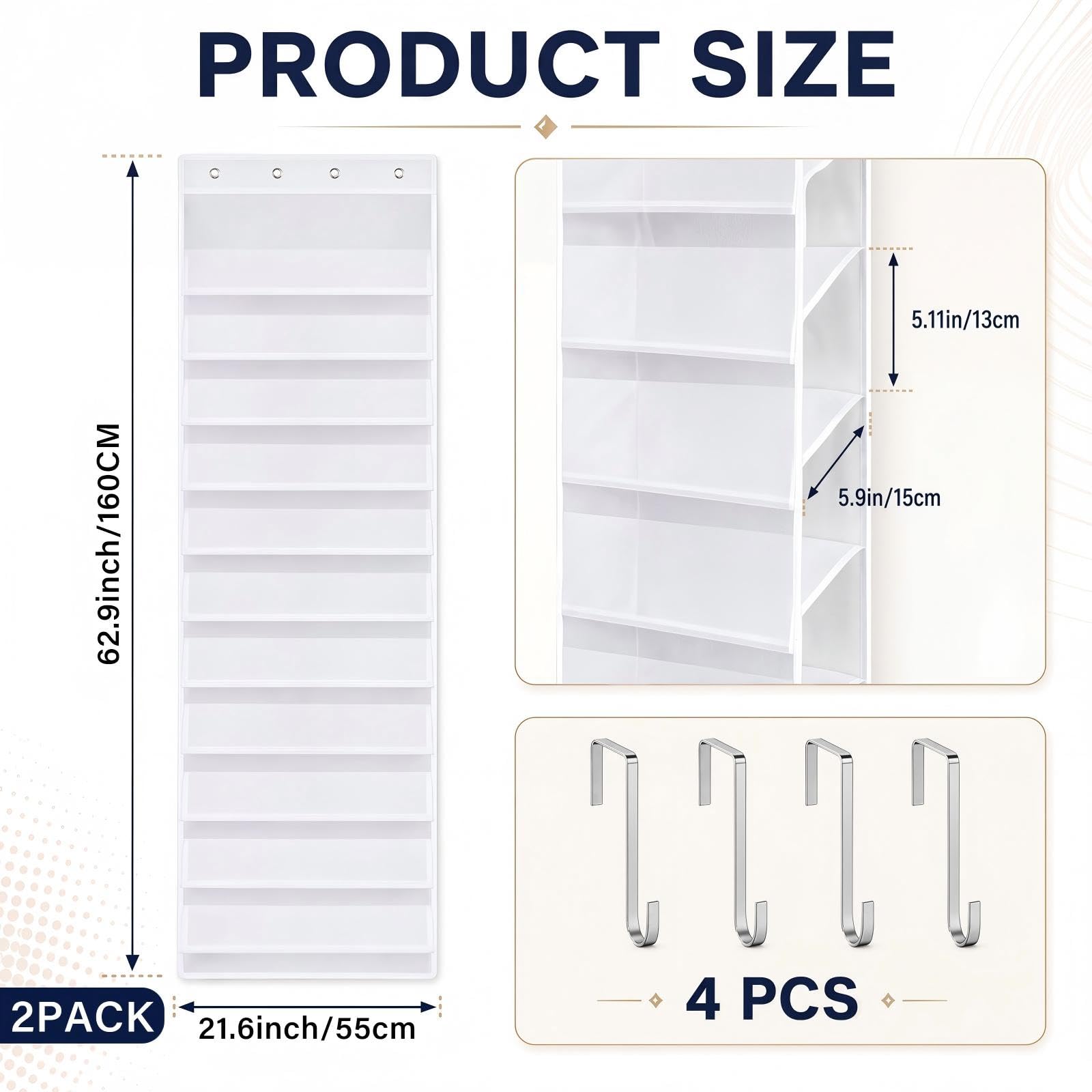 Suclain Kapuzenpullover-Organizer zum Aufhängen, zum Aufhängen, für 24 Hoodies, inklusive Haken, perfekt für Schlafsäle, Schlafzimmer, Schränke und kleine Räume, Größe 150 x 55 cm, 2 Stück