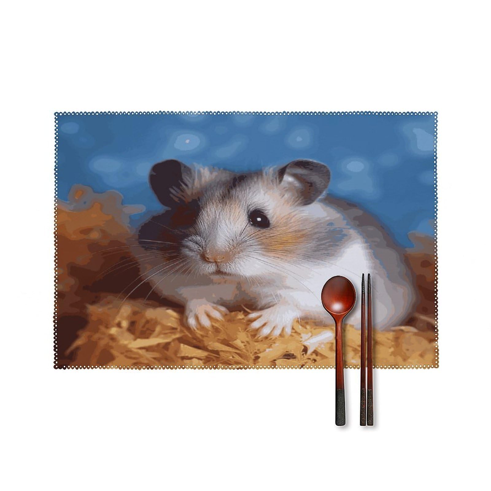 Btcowzrv Style Hamster Canvas Placemats Set Of 6, Wipeable Washable Place Mats For Indoor & Outdoor, Table Mat Decor For Kitchen Dining Party
