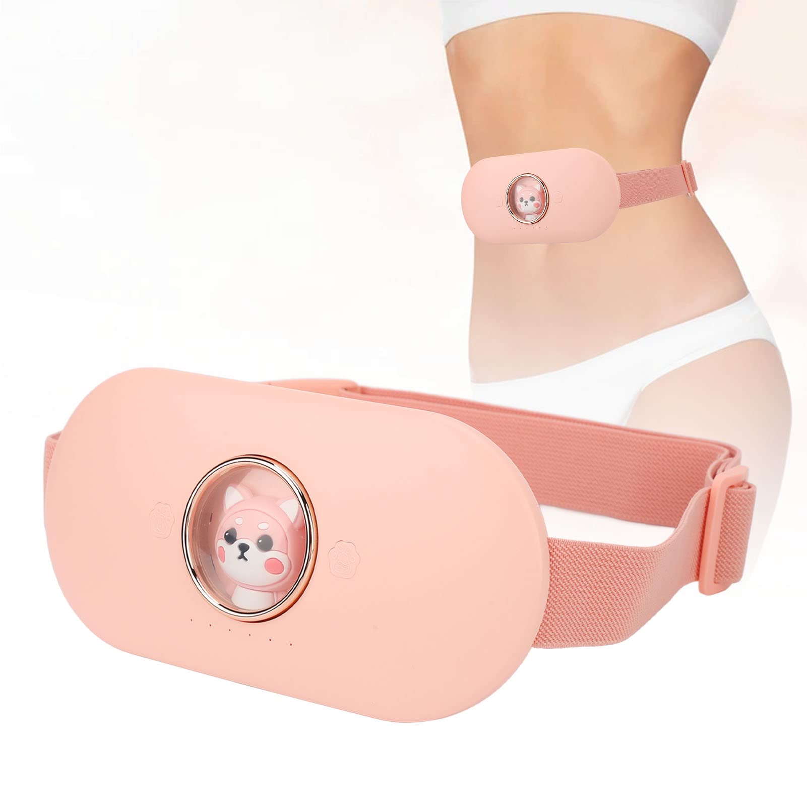 Almohadilla de Calefacción Menstrual, Calambres Menstruales Portátiles, Cinturón de Cintura Calentado, 3 Niveles de Calor y 4 Modos de Masaje de Vibración, Dispositivo de Alivio