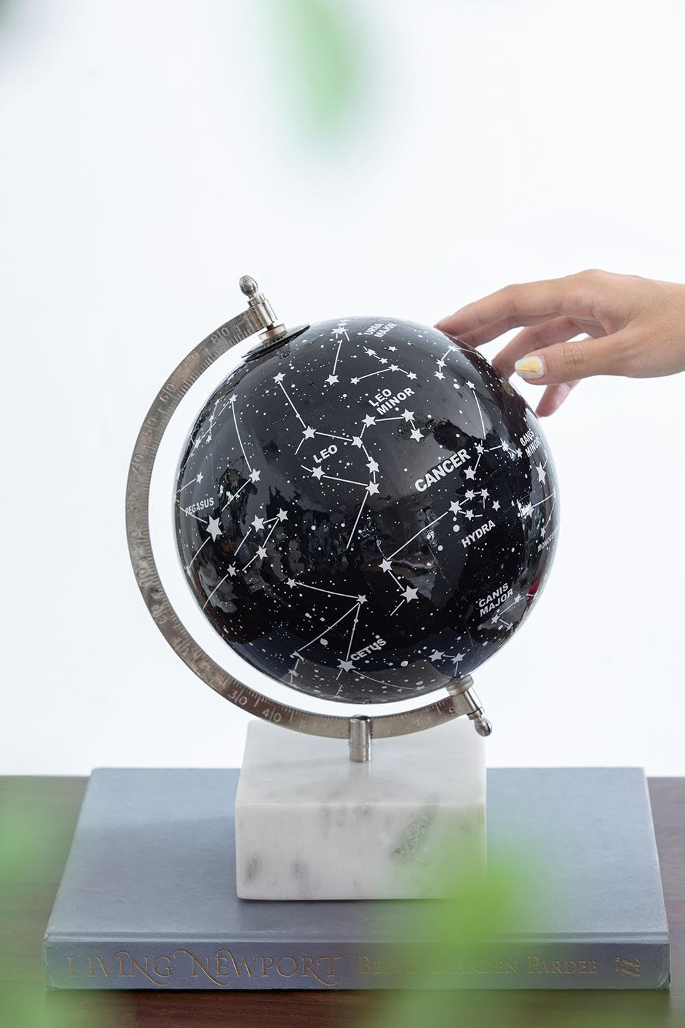 ORYNTIDE Celestial Globe with Constellation - Black Marble Decor, Modern Home Decor for Living Room, Office, or Shelf Display, Elegant Astronomy Gift for Star Gazers and Space Enthusiasts - D8