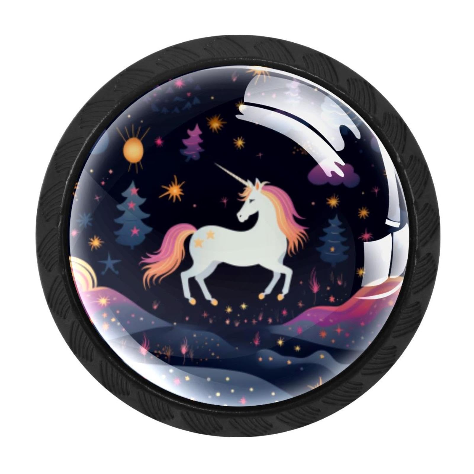 Chenzzzz Multicolored 05 4 Pack Starry Unicorn Dresser Drawer Cabinet Knobs Round Crystal Glass Knobs Pulls Handles For Kitchen Wardrobe Cupboard Door Hardware