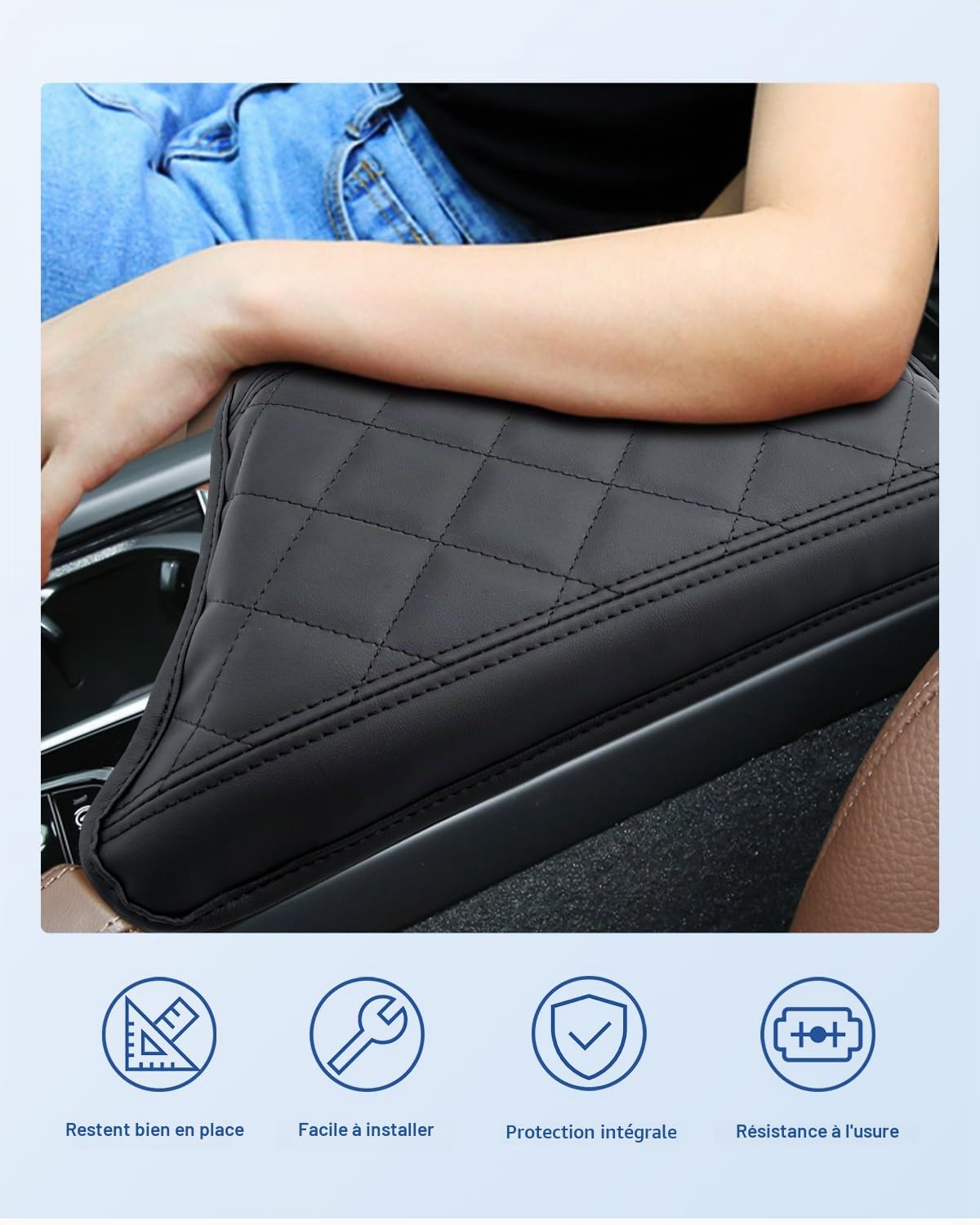 CDEFG Compatible avec Volvo XC90 2016-2023 2024 2025 - Accoudoir central - Protection contre les rayures - Console centrale - En cuir synthétique - Accessoire hybride