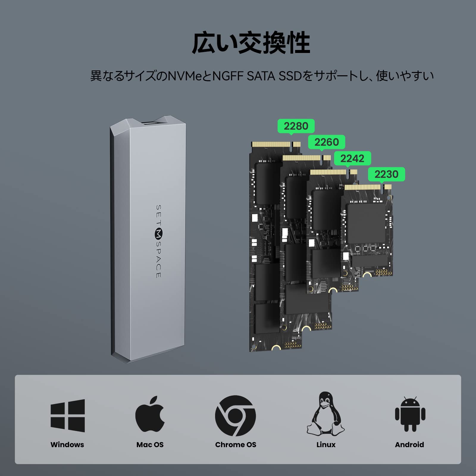 Amazon.co.jp: SETMSPACE m.2 ssd 外付けケース 20Gbps 高速転送nvme