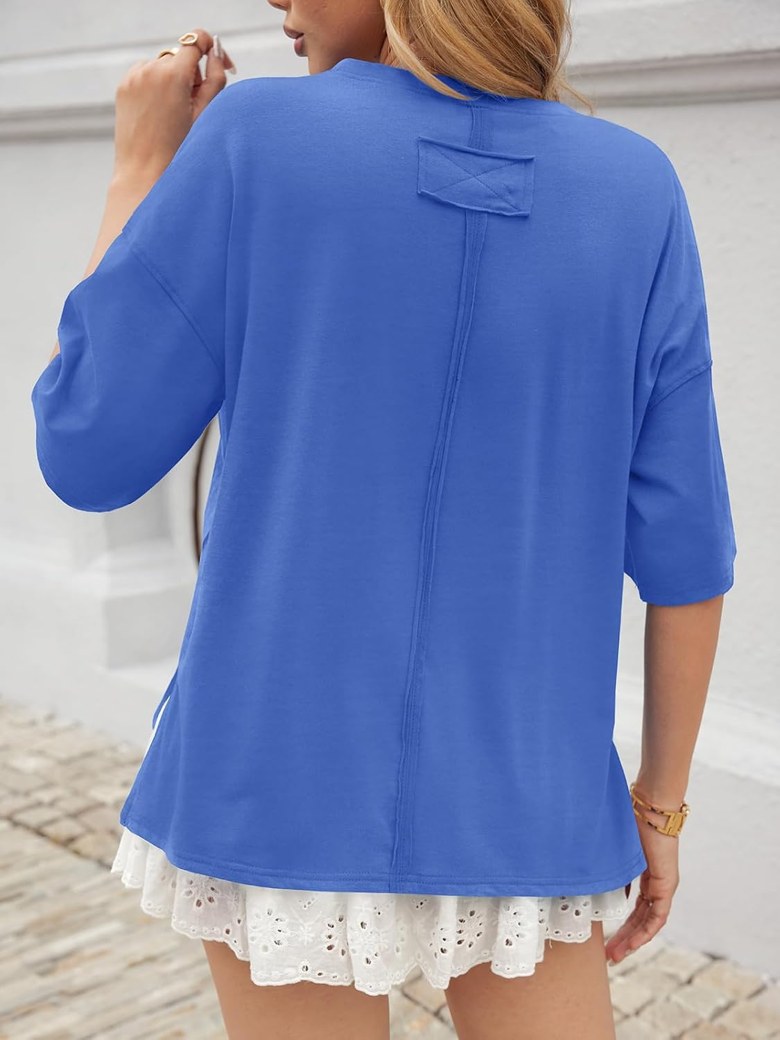 UNCLECAT Womens Oversized T Shirts Summer Trendy Short Sleeve Crew Neck Tops Loose Fit Side Slit Tee