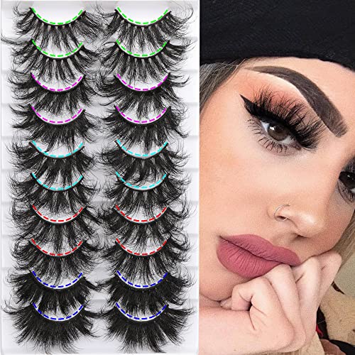 Mink Lashes Fluffy 10 Pairs 5 Styles Dramatic Eyelashes Thick Long False Lashes Bulk 8D Luxurious 22Mm Fake Eyelashes Pack Heyalice #TOP22
