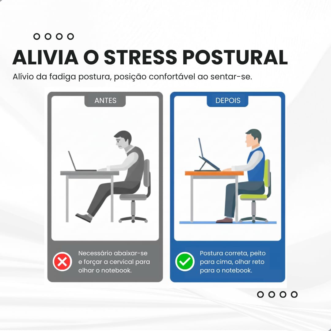 Suporte De Notebook De Alumínio Ajustável Para Notebook Com 6 Ângulos |Dobrável E Ergonômico Para notebook de 10-17 Polegadas