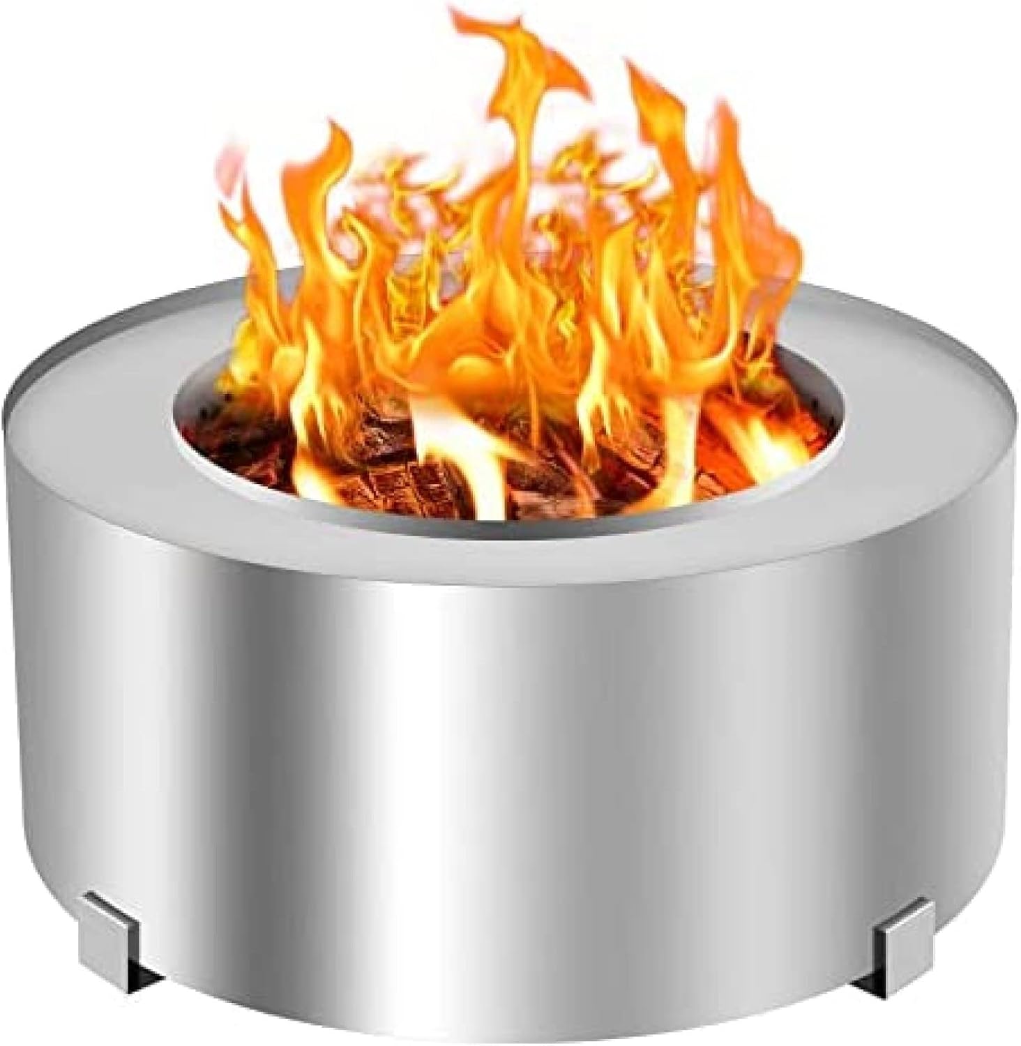 21.5-28.5" Smokeless Outdoor Fire Pit Stove Wood Campfire Grill for Outside Stainless Steel,Silver,28.5 Inch
