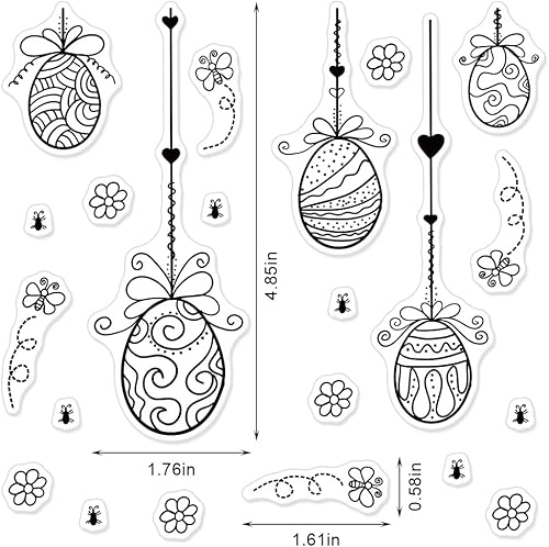 Miniatura 2 de Globos de huevo de Pascua, sellos transparentes para hacer tarjetas, huevos de Pascua, flores de mariposa, insectos, sellos de goma transparente