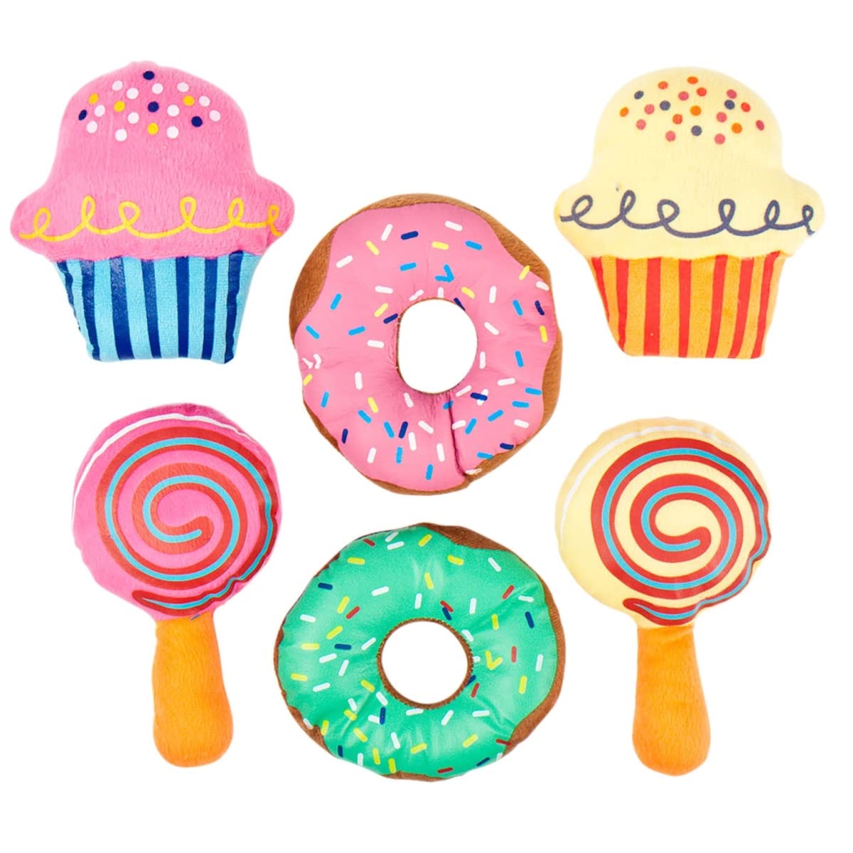 DollarItemDirect Dog Toy Plush with Squeaker Dessert Assortment 3 Styles in PDQ Case of 48