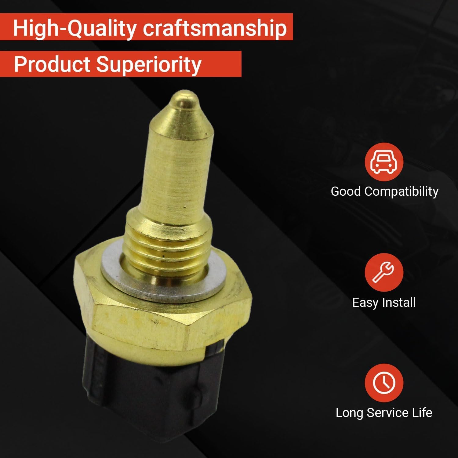 Engine Coolant Temperature Sensor 13621433076 Compatible with BMW 320i 325i 328i 330i 335i 525i 528i 530i 535i 550i M3 X3 X5 Replaces 5S1604 TS471 MEK000030L