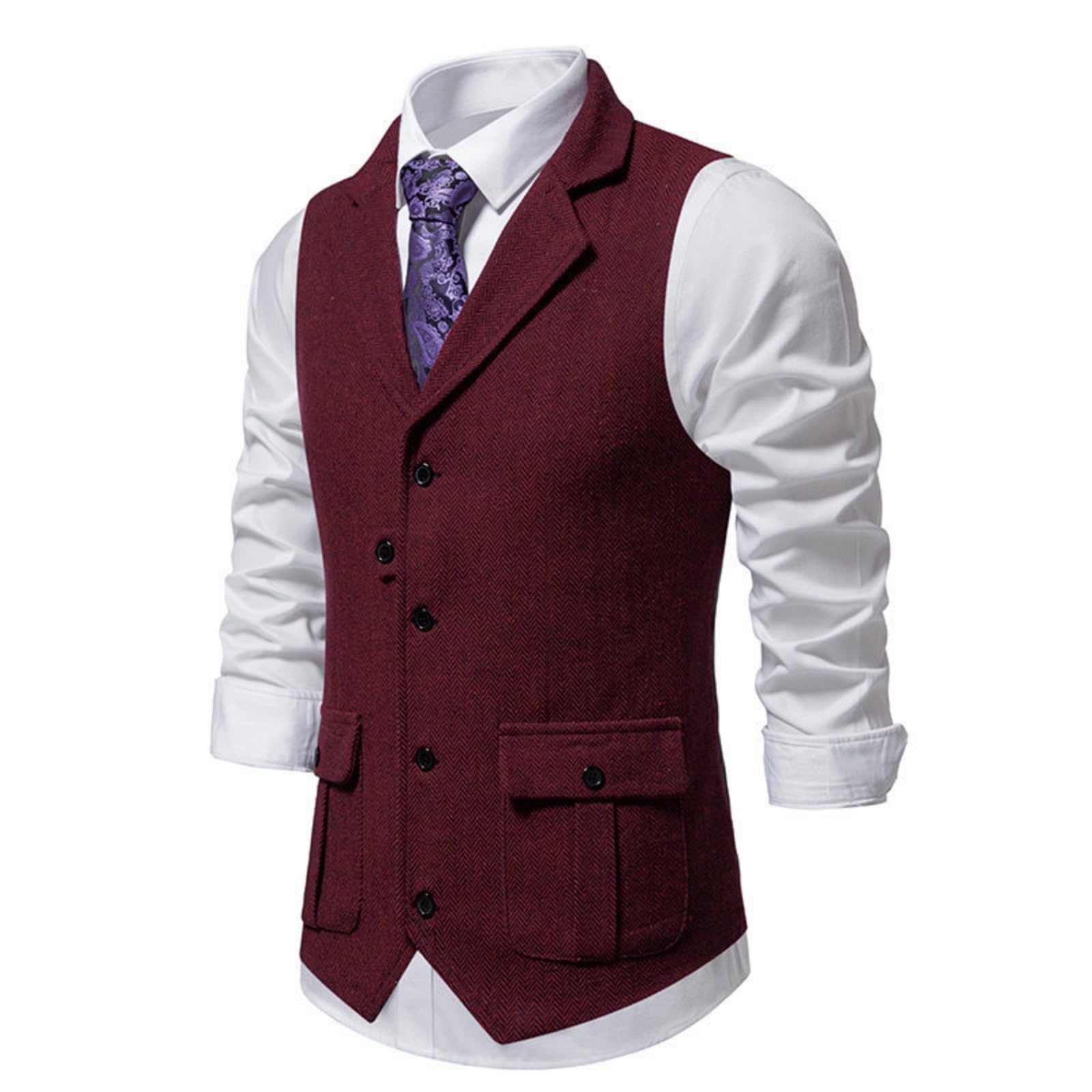 Męska kamizelka sztruksowa w stylu vintage, męska kamizelka, tweed retro, kamizelka bez rękawów, casualowa, biznesowa kamizelka