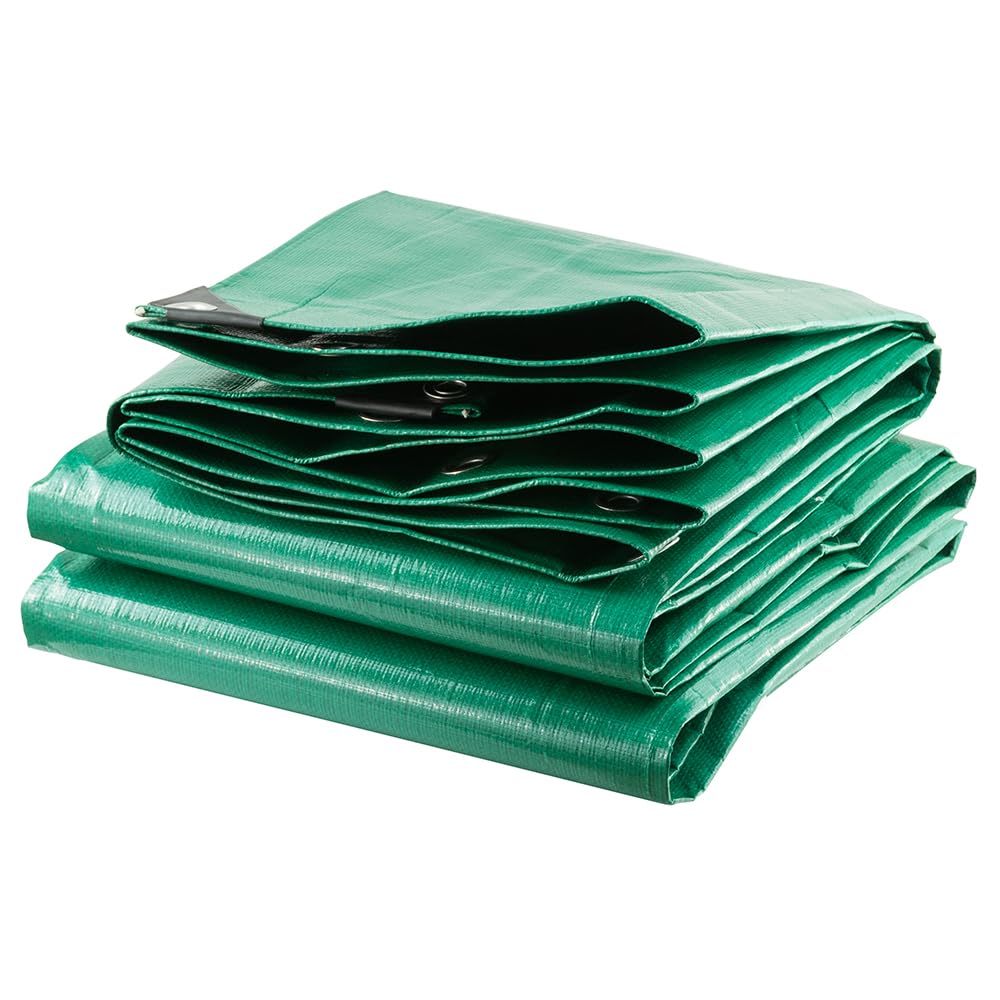 TERRE JARDIN Bâche de Protection Polyéthylène 240 g/m², Extérieur Bâche Imperméable, Ultra Lourde et Résistante, Anti UV - Bâche Bois de Chauffage, Chantier - 4 x 5 - Vert