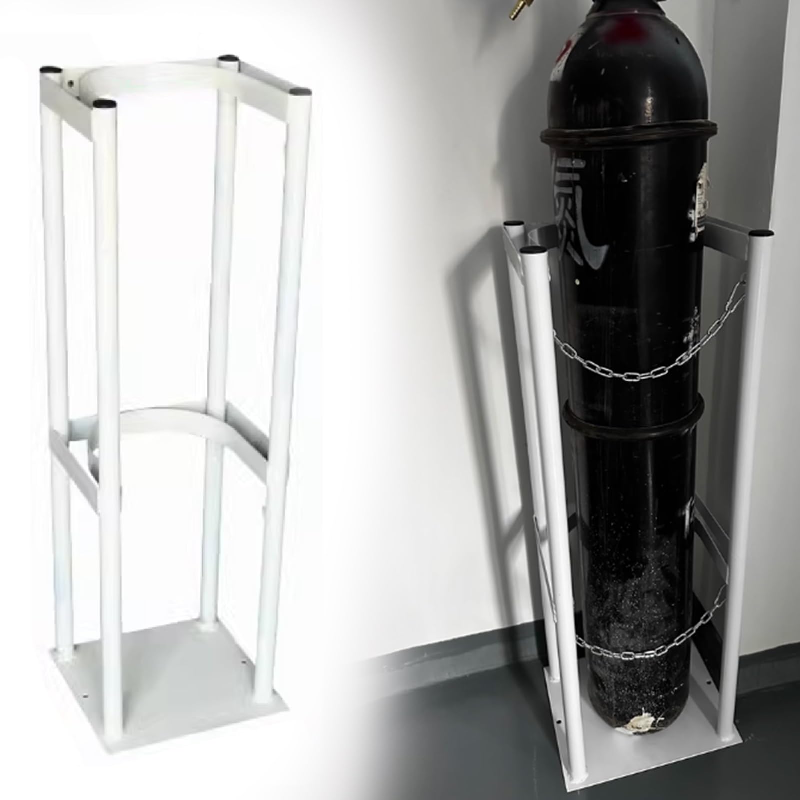 GHHVFEC Oxygen cylinder rack,Heavy Duty Oxygen Tank Holder - Floor Mountable Gas Cylinder Organizer Shelf, Durable CO2 Storage Rack for Hospitals, Fits 27-35cm (10.6-13.7in) Cylinders