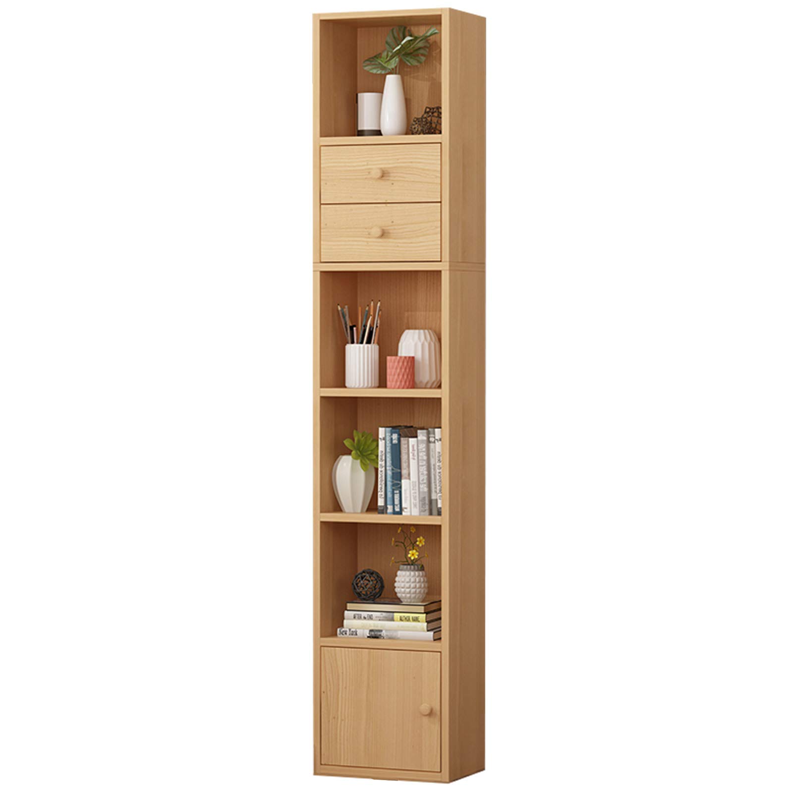 Scaffale per libri per bambini a 3 strati in legno con ante – spaziosa libreria in bianco, rosa, faggio e verde – consente di risparmiare spazio con facile accesso – soluzione ideale per riporre libri