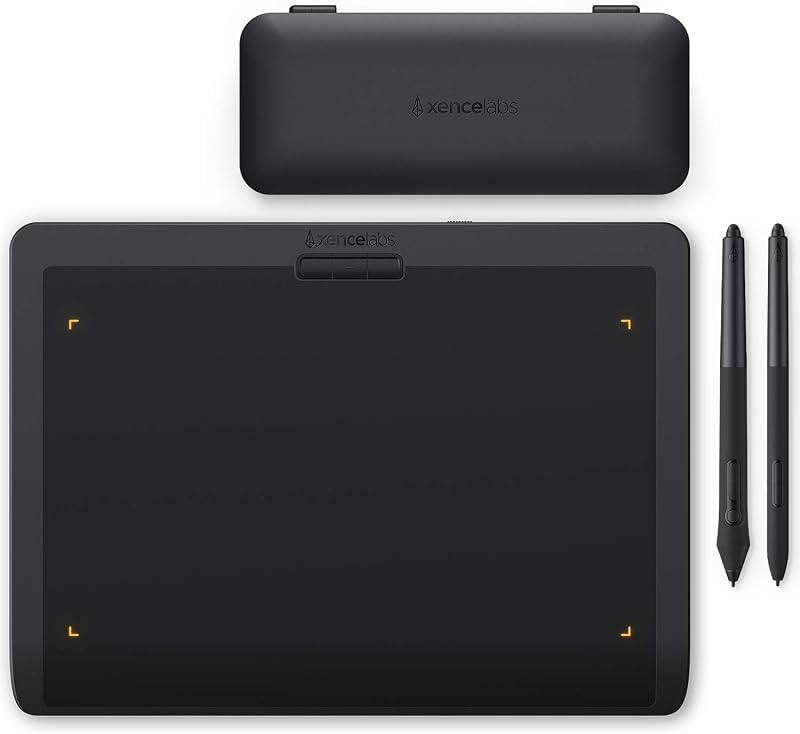 XENCELABS, Graphic Tablet Medium, Wireless Drawing Tablet with 2 Battery-Free Digital Pen, Tilt Support Stylus with 8192 Levels Pen Pressure Sensitivity, 12” Portable Drawing Pad for Win/Mac/Linux