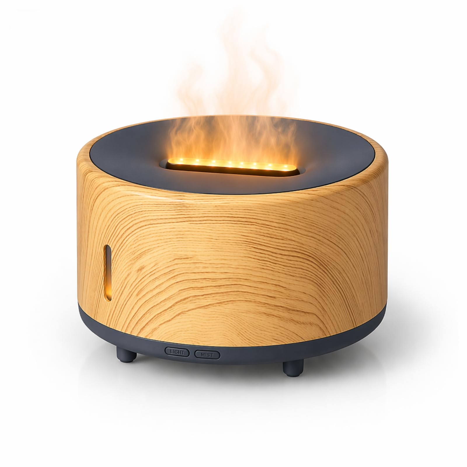 Dyfuzor Olejkow Eterycznych Glosnik Bluetooth Efekt Plomienia Nawilzacz Powietrza Sypialnia Dom Biuro 200ml Bialy Drewno Prezent Urodzinowy Swiateczny Kobiety Mezczyzni Brown