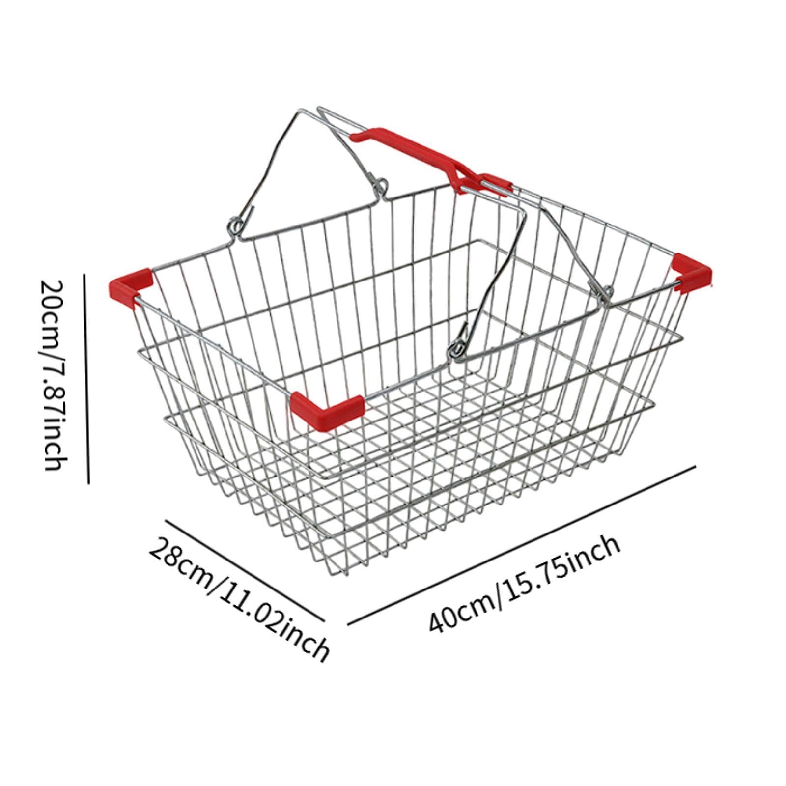 Cestino portaoggetti per, Cestino Multiuso in Metallo con Manico per Cosmetici, Frutta, Armadio, Ufficio, Sala Hobby, 40 Cm X 28 Cm X 20
