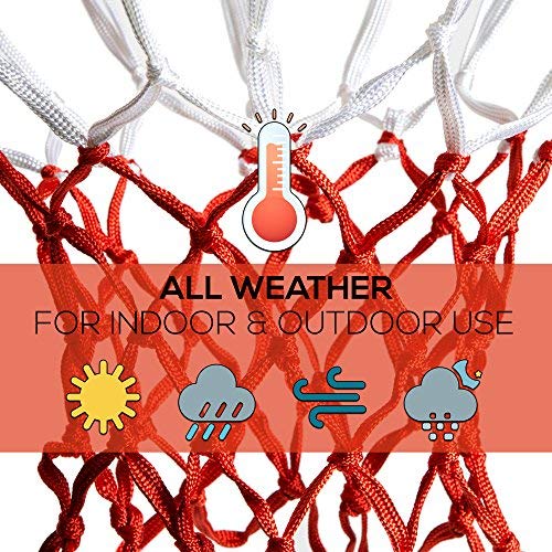 Heavy Duty Basketball Net Replacement - All-Weather Thick Nets Fit Standard Indoor And Outdoor 12-Loop Rims (White And Red) #TOP5