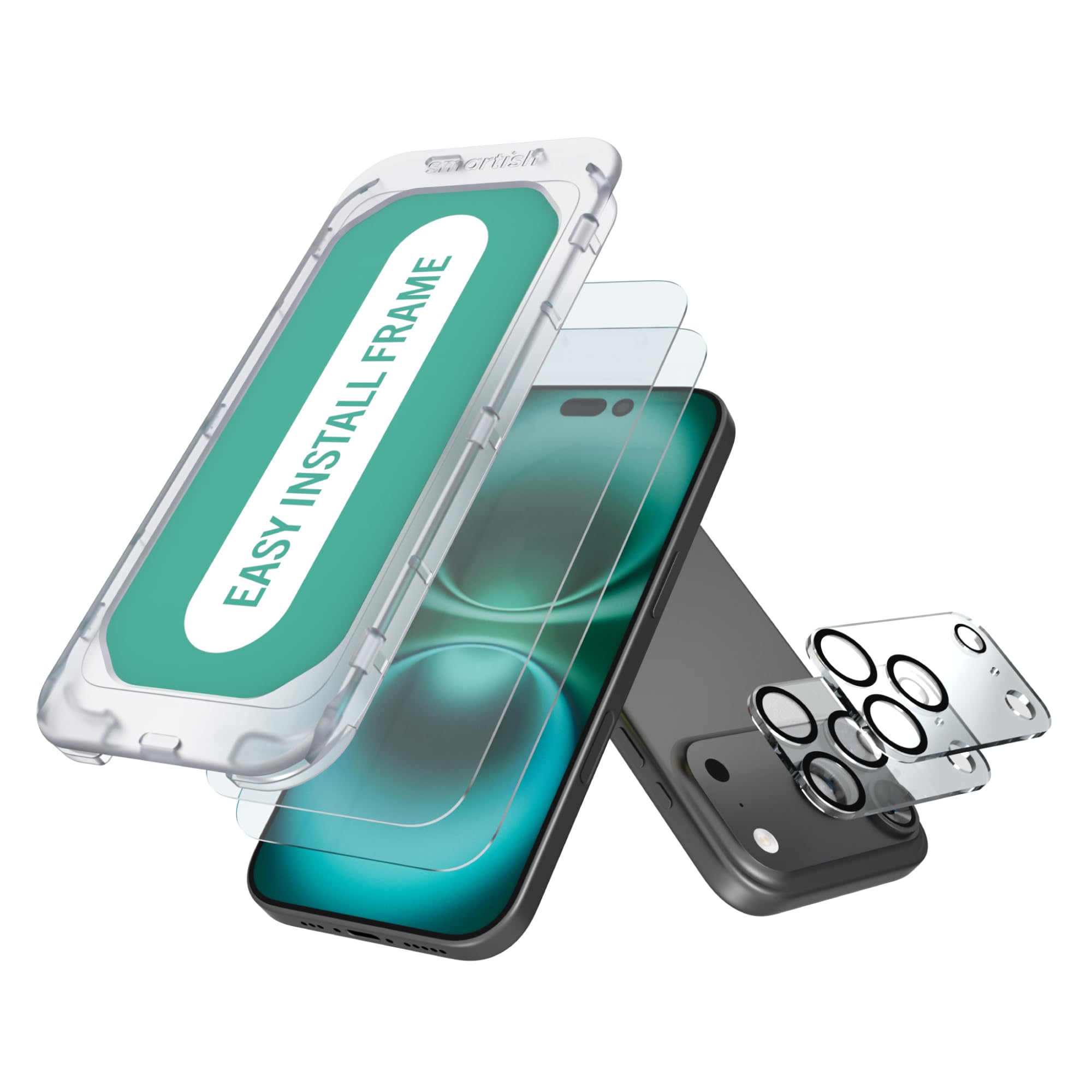 Smartish iPhone 17 Pro Screen + Lens Protector, Tuff Sheet, 2 Pack