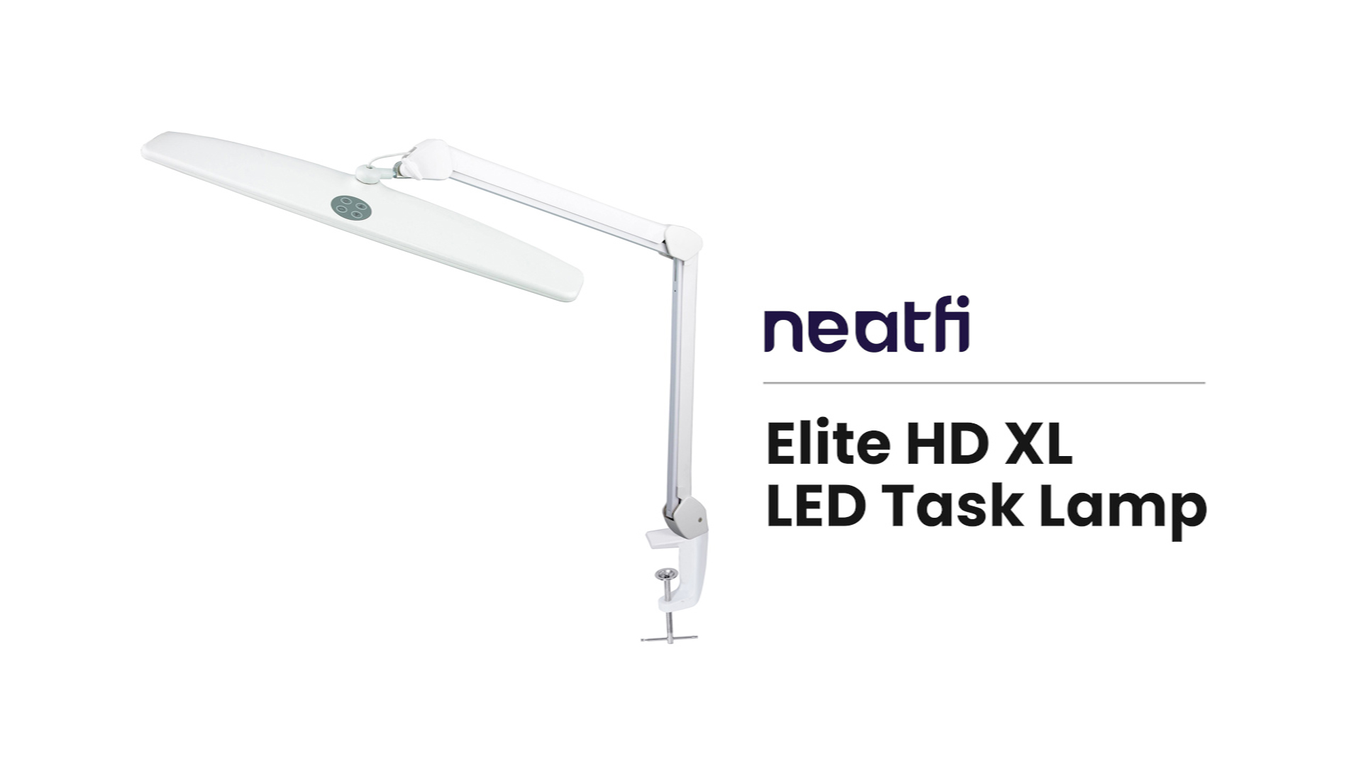 Image of Neatfi Elite HD XL Task Lamp | 22-Inch Wide | 2,260 Lumens | 3 Color Temperature Modes | Non-Polar Dimming Desk Lamp (White-2, CCT with Clamp)