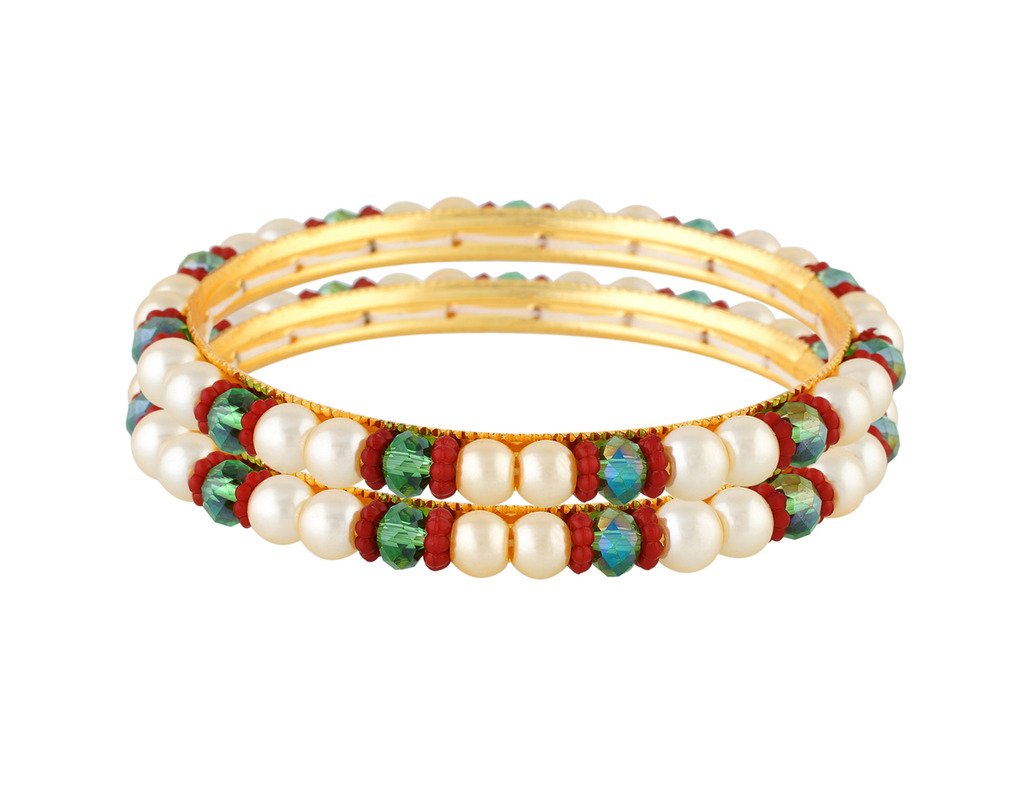VISHAKA PEARLS & JEWELLERS Red, Green and White Pearl Bangles 2.6 Size (B01MU7WNRD) Amazon Price History, Amazon Price Tracker