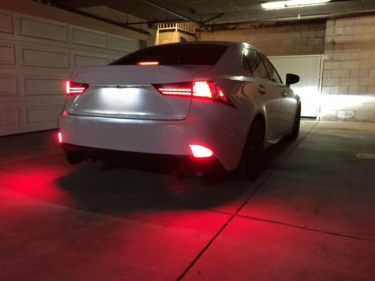 iJDMTOY Dark Smoked Lens 120-SMD Full LED Rear Bumper Reflector Light Trim Compatible With Lexus 2014-2020 IS200t IS250 IS300 IS350 IS-F. Function as Tail or Rear Fog Lights