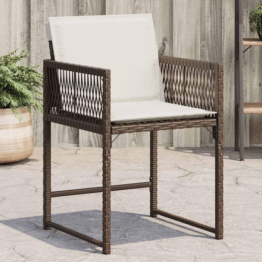 Chaise de jardin en polyrotin marron avec coussin confort lot de 4