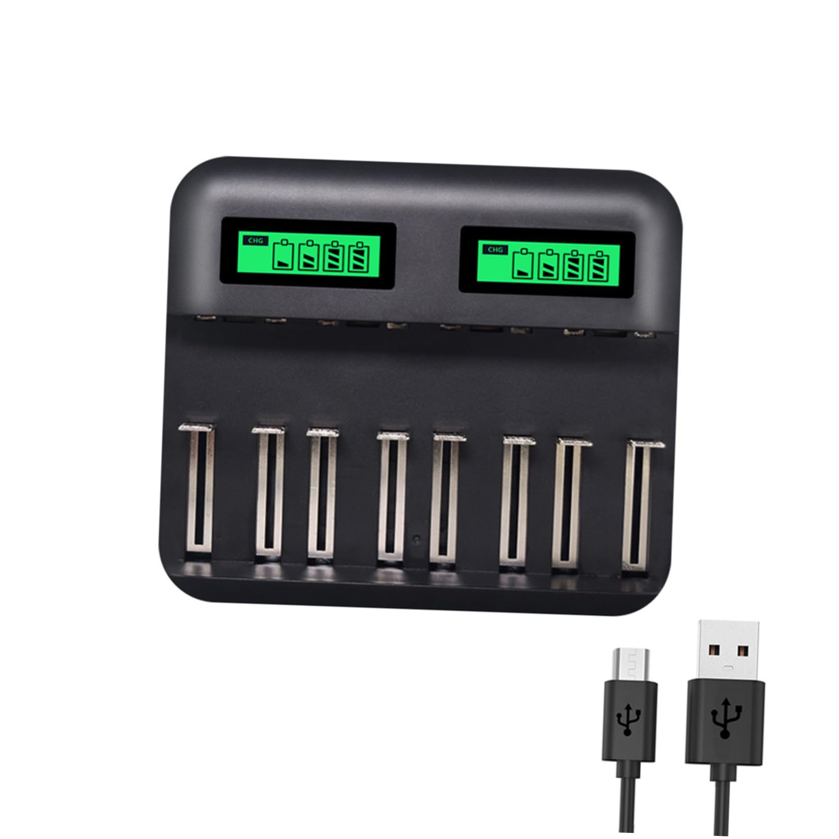 OSALADI Chargeur de Piles Intelligent 8 Emplacements en Plastique Protection Multiple et Surcharge, Compatible Piles AA AAA, pour Usage Domestique