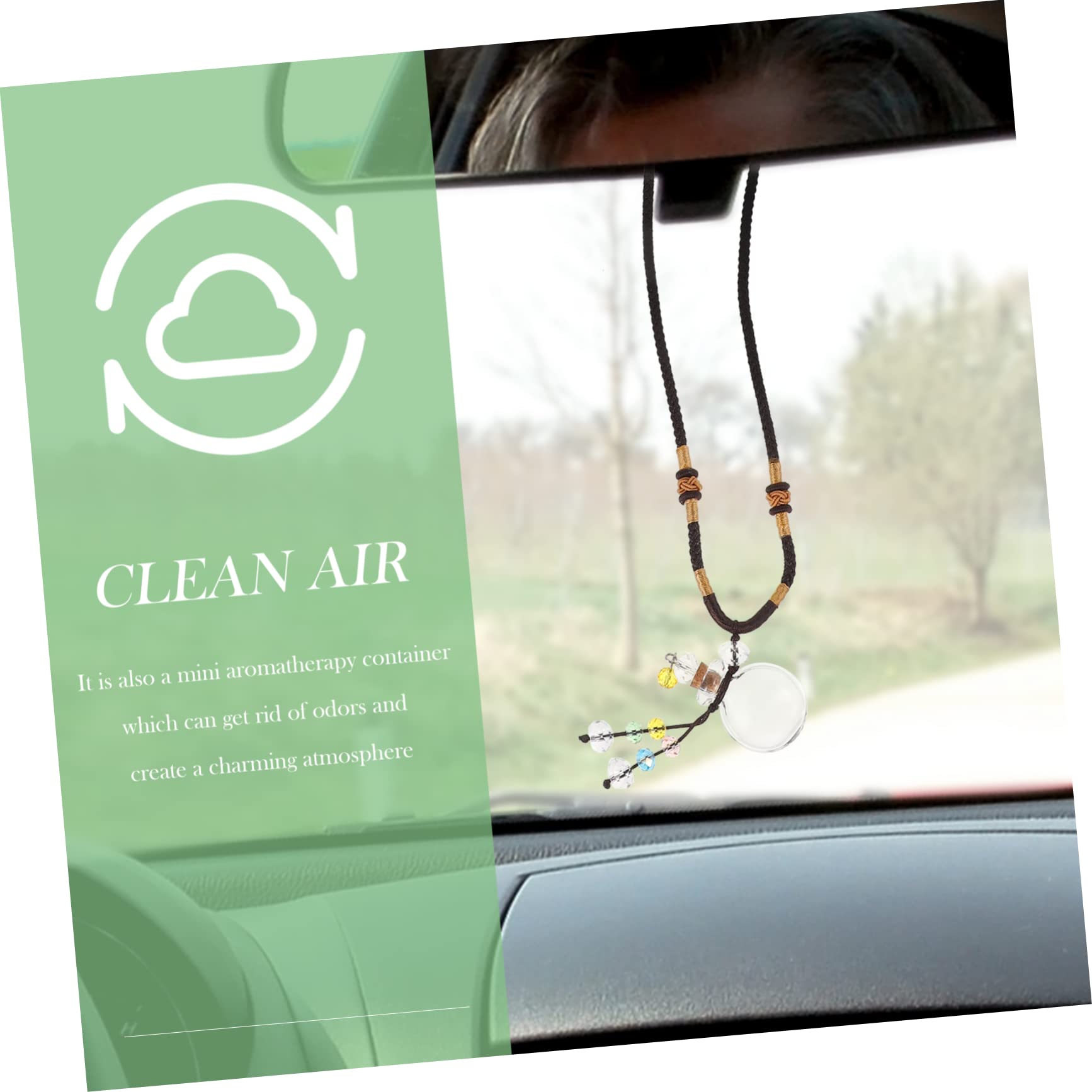 minkissy 2 collares de botella de aceite esencial para coche, espejo retrovisor de coche, collares con difusor de aceite esencial para mujer, collares colgantes de moda para mujer, colgante de