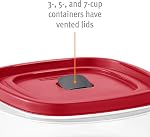 Easy Find Lid Square 5-Cup Food Storage Container (Pack of 3), Red (Vented)