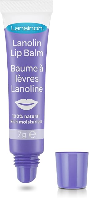 Lansinoh Lanolin Lip Balm - Soothes and Protects Dry & Cracked Lips - Actively Moisturises 7g, Clear