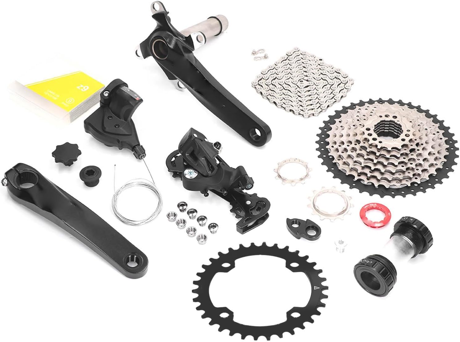 9 Speed Groupset, Lightweight Flywheel Bike Shift for Mountain Bikes (34T Chainring)