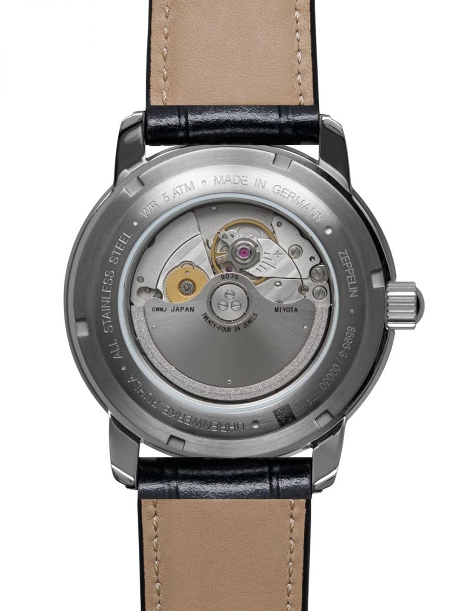 Zeppelin Herrenuhr Serie Friedrichshafen Automatik GMT mit blauem Lederarmband 8596-3
