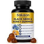 Sakoon nutrition Black Seed Oil Gummies with Honey and W/ 2%+ THYMOQUINONE - Nigella Sativa Seeds - Super antioxidant for Immune Support, Joints, Digestion, Hair & Skin - 60 Gummies