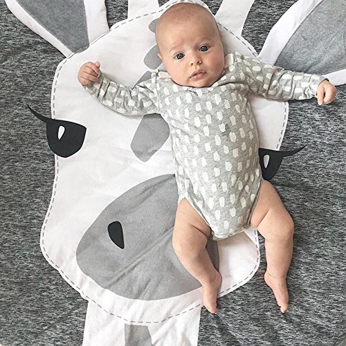 Lzttyee Cotton Round Giraffe Nursery Rug Baby Floor Playmats Crawling Mat Game Blanket For Kids' Room Decoration Dark Gray #TOP3