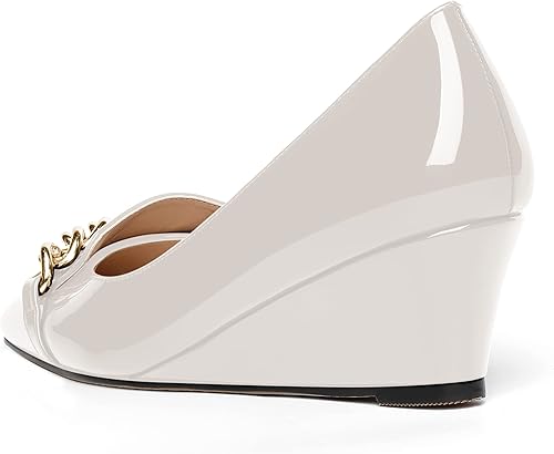 Miniatura 7 de MOVINSTEPS Zapatos de tacón bajo de cuña de metal para mujer, con puntera cuadrada, de 2 pulgadas