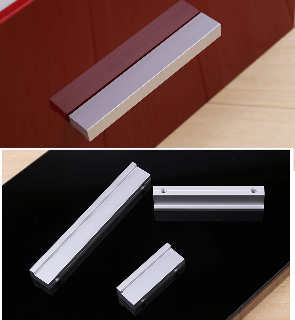 Qrity 10x Manija de La Puerta del Gabinete Armarios Armarios Juego de Manijas para Muebles de Cocina para El Hogar Perillas de Hardware, Aleación de aluminio, Distancia del Agujero 96mm, Plateado