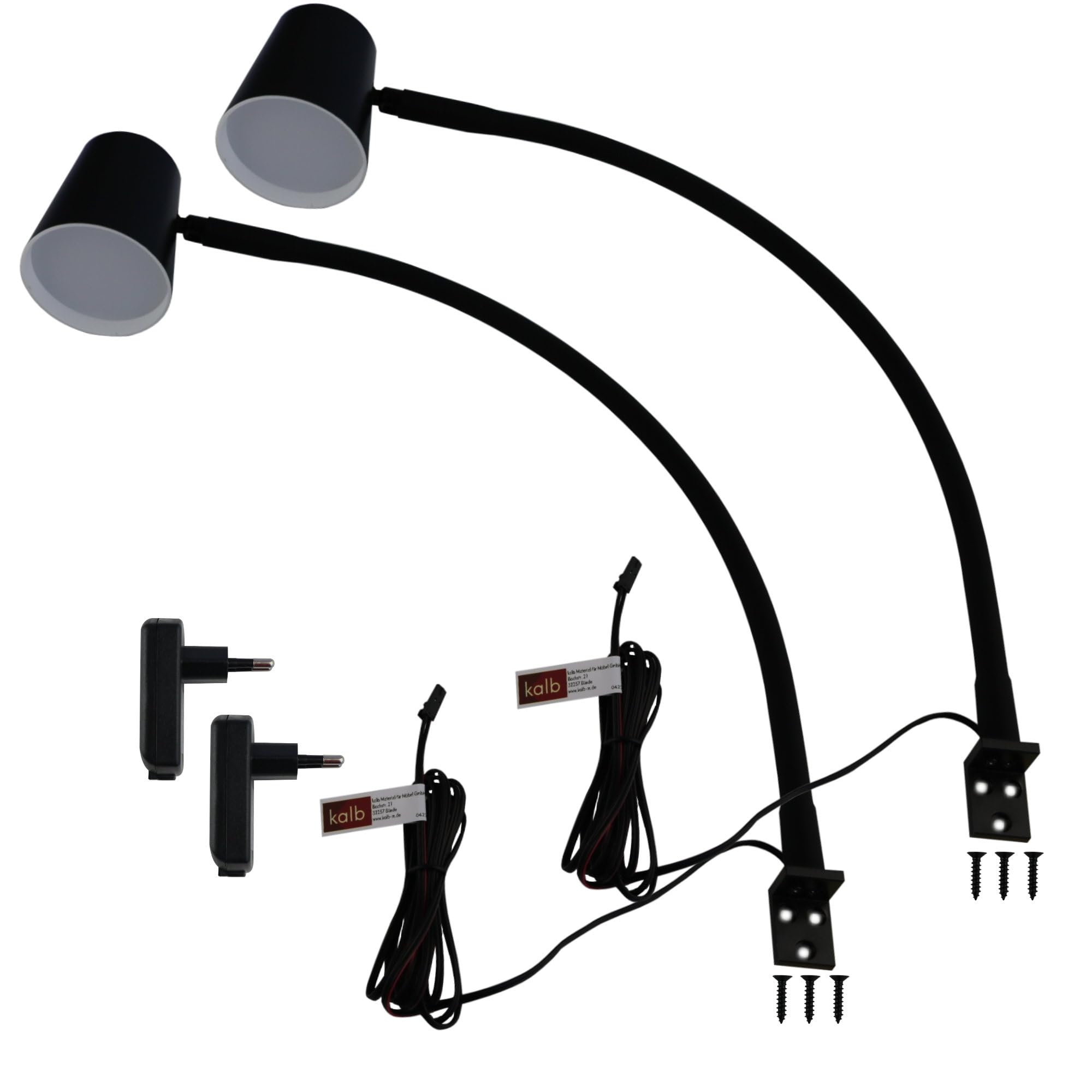kalb | LED Bettleuchte, schwarz, warmweiss, Auswahl:2er SET