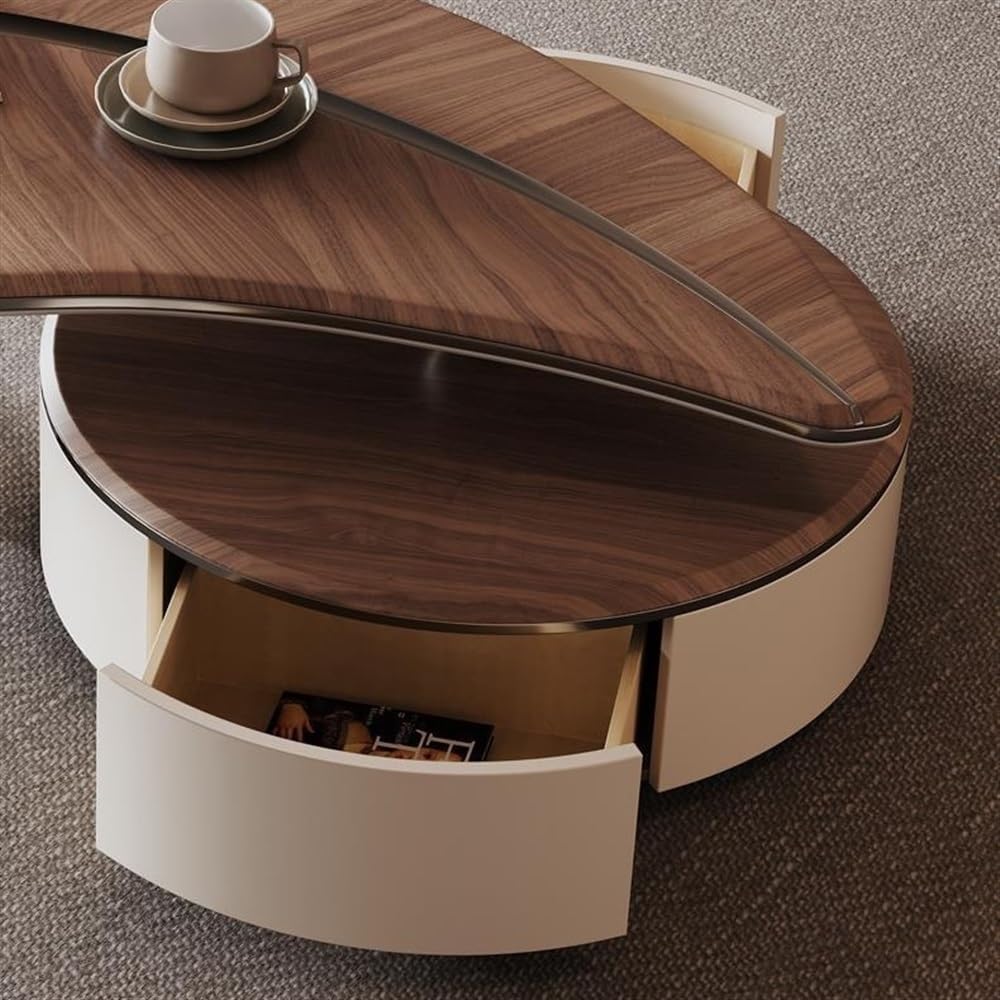 Side End Table Vintage Walnut Coffee Table for Living Room, Unique Shape Design, Retro-Style Tea Table, Perfect for Home Use, Stylish and Durable Furniture Accent Coffee Table for Living Room Bedroom