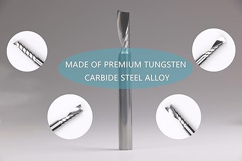 Miniatura 3 de DashHound BRO212 - Fresadora de brocas de carburo sólido O de una sola flauta de plástico, fresadora CNC con vástago de 14 pulgadas, CD de 14