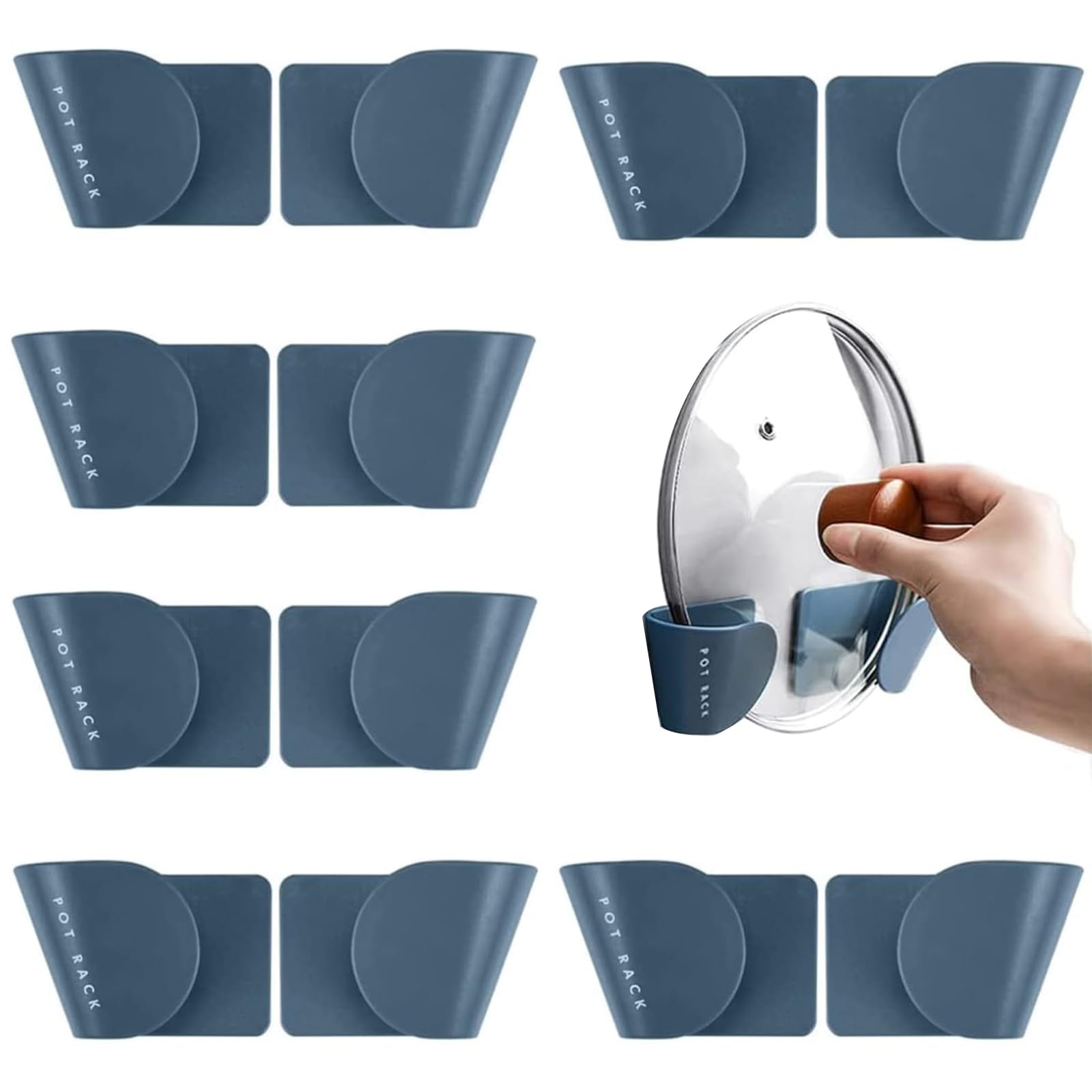 DQZSY Pot Lid Holder 6 Pairs Hanging Pot Lid Organization Lovers, Kitchen Bracket Hanging Holder, Easy Kitchen Adjustable Pot Lid Storage Rack