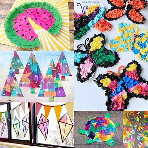 image for Cinvo 3000 Pcs Tissue Paper Squares 2 Inch x 2 inch Rainbow Tissue Mos