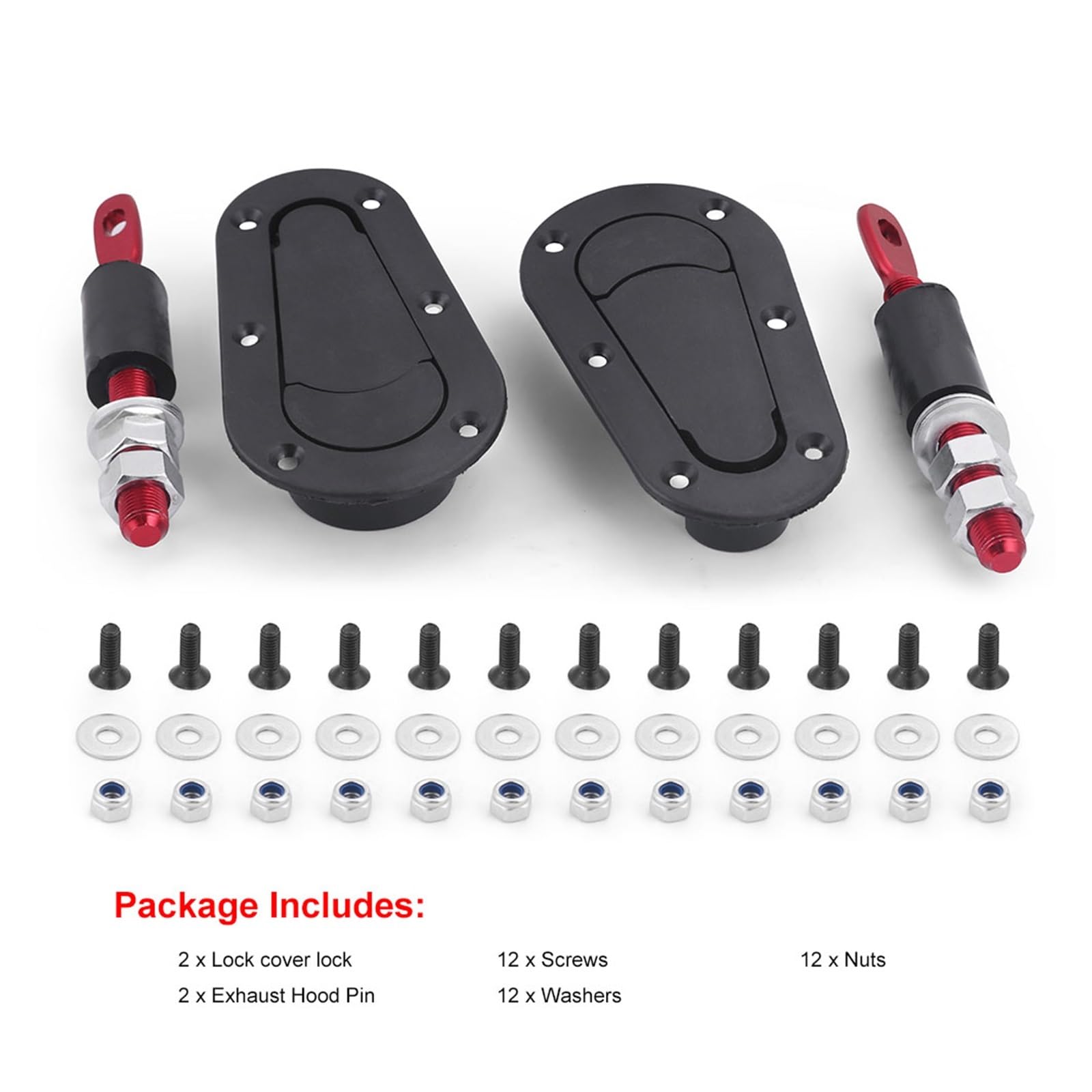 Chiusura di bloccaggio cofano anteriore Perni del cofano con serratura a sgancio rapido per auto da per corsa, senza kit di chiusura a chiave(Carbon Fiber)