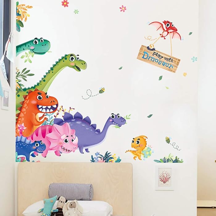 Buy SENGTER Colorful Cartoon Dinosaur Wall Decal Removable DIY Cute