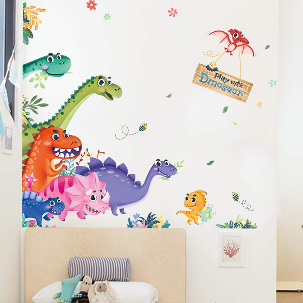Buy SENGTER Colorful Cartoon Dinosaur Wall Decal Removable DIY Cute