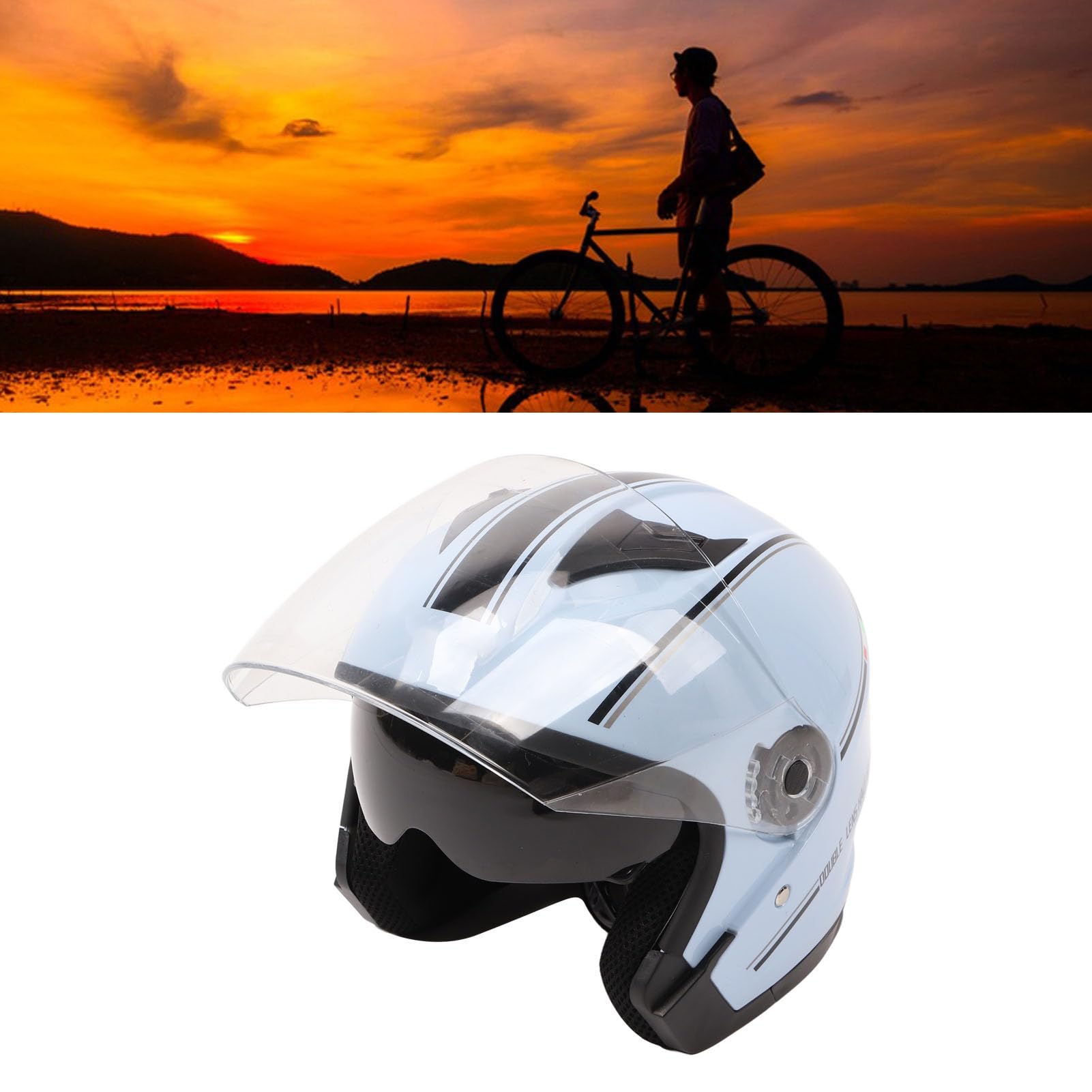 Halbgesichts-Motorradhelm, Kompakter, Leichter Motorradhelm Mit Offenem Gesicht Für Elektrofahrzeug-Motorräder, ABS-Helm