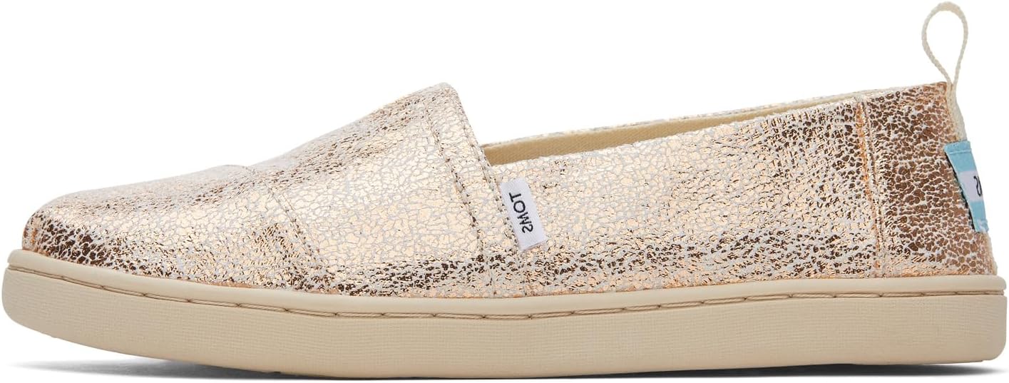 Toms Girl's Alpargata Espadrille, Gold Crackle Foil,13.5