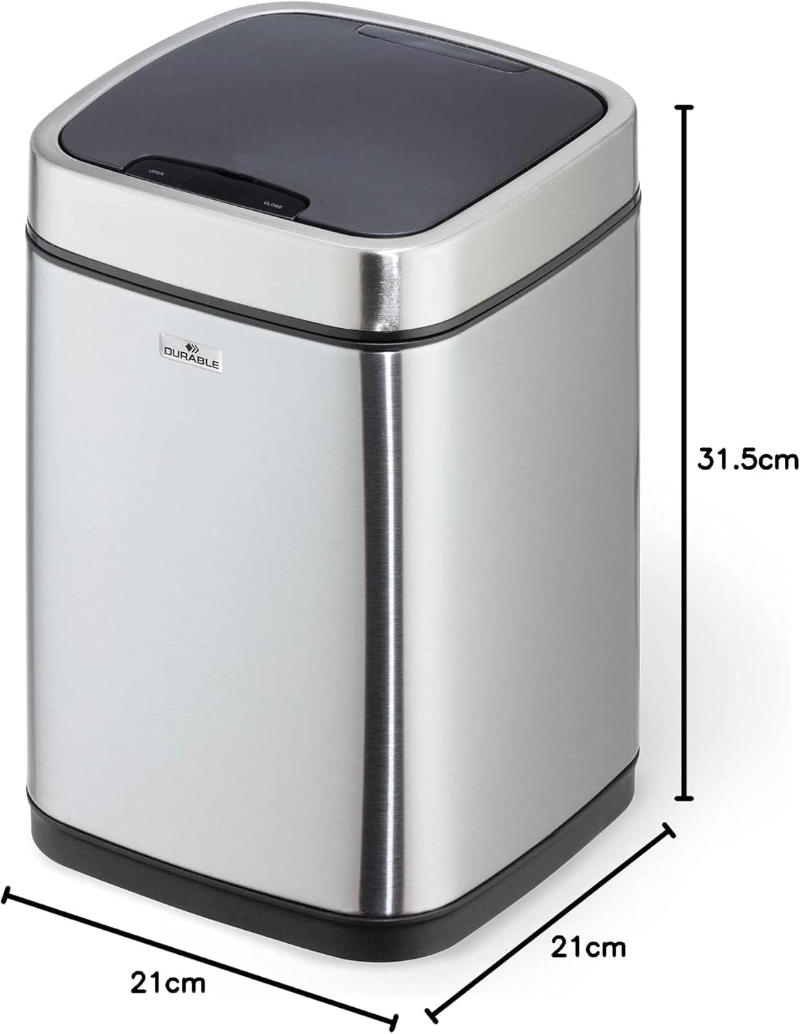 Durable 342023 Papelera con sensor NO TOUCH, con cubo interior, 6 litros, plata