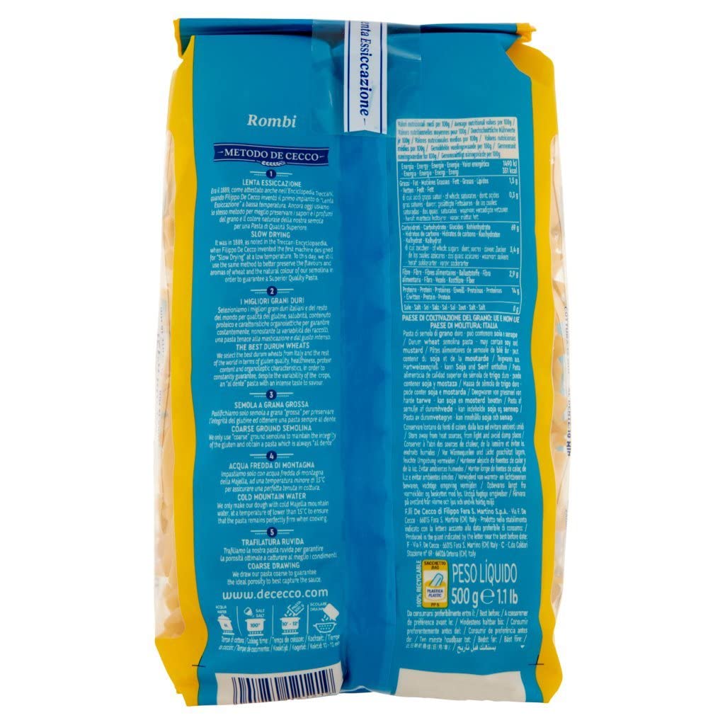 Italian Gourmet Rombi N°121 pasta italiana Hartweizen-Nudeln, 24 x 500g | Formato ruvido e consistente; ideale Kochfestigkeit für Ofengerichte, Ragù, Gesamtnettogewicht 12 kg + Kostenlos Polpa 400g