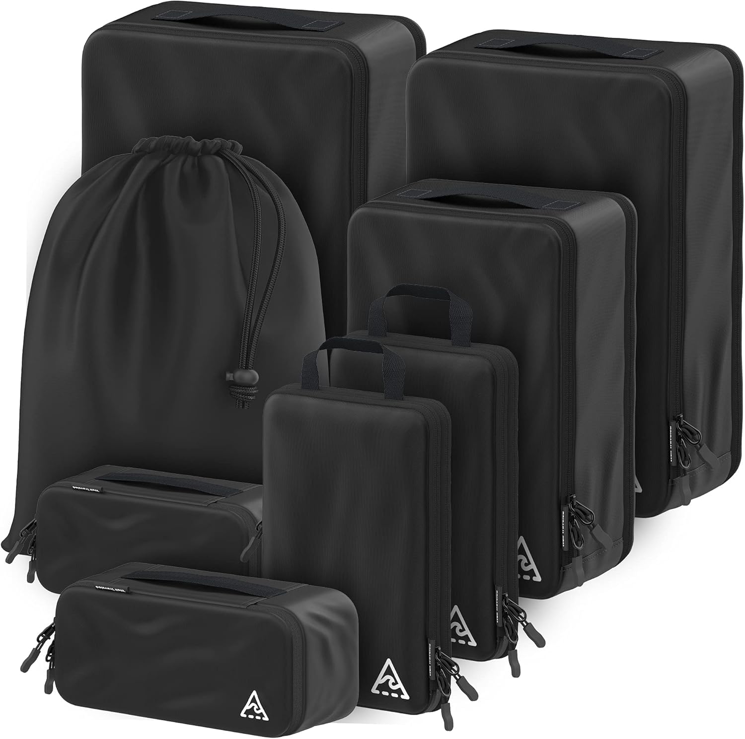 Well Traveled 8 pcs Compression Packing Bags Cubes Set with HybridMax Double-Capacity Design - Packing Cubes for Travel Compression to Maximize Limited Luggage Space, Black